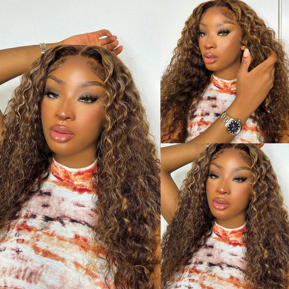 Stema Highlight #4/27 13X4 Lace Front Curly Wig